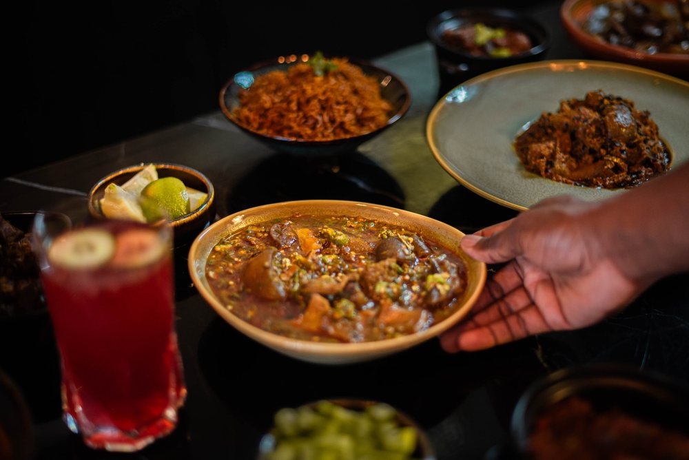 A stew served in a bowl